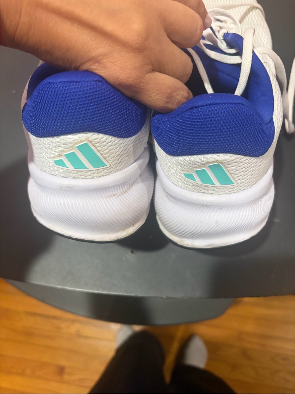 adidas Men's White and Blue Athletic Sneakers - Picture 2 of 5